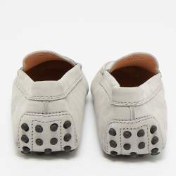 Pre Owned Tod's Grey Leather Slip On Penny Loafers Size 35