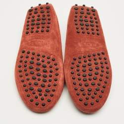 Pre Owned Tod's Red Suede Gommino Loafers Size 35