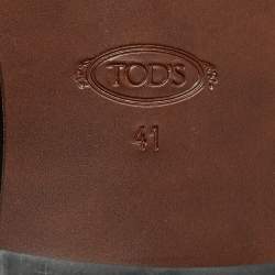 مملوكة مسبقًا Tod's Size 41 Black Leather Chain Link Detail Slip On Loafers