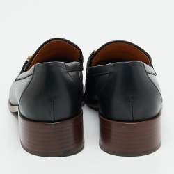 مملوكة مسبقًا Tod's Size 41 Black Leather Chain Link Detail Slip On Loafers