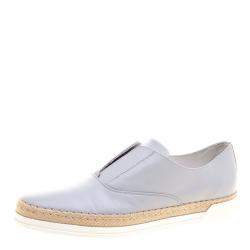 Tod's Grey Leather Francesina Espadrille Slip On Sneakers Size 38