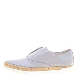 Pre Owned Tod's Grey Leather Francesina Espadrille Slip On Sneakers Size 38