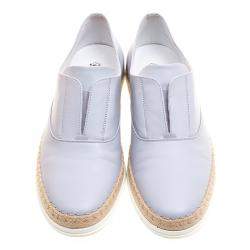 Pre Owned Tod's Grey Leather Francesina Espadrille Slip On Sneakers Size 38