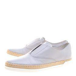 Pre Owned Tod's Grey Leather Francesina Espadrille Slip On Sneakers Size 38