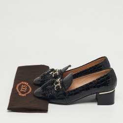 مملوكة مسبقًا حذاء كعب عالي تودز جلد تمساح أسود تفاصيل شرابة مقاس 37.5