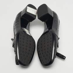 مملوكة مسبقًا حذاء كعب عالي تودز جلد تمساح أسود تفاصيل شرابة مقاس 37.5