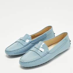 Pre Owned Tod's Gommino Size 39 Blue Patent Leather Loafers