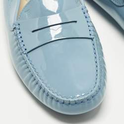 Pre Owned Tod's Gommino Size 39 Blue Patent Leather Loafers