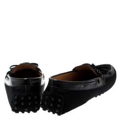 مملوكة مسبقًا Tod's Black Pony Hair Bow Loafers Size 38