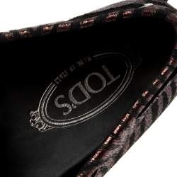 Pre Owned حذاء لوفرز تودز فيونكة جلد طباعة حمار وحشي أسود/ برونزي ميتالك مقاس 40