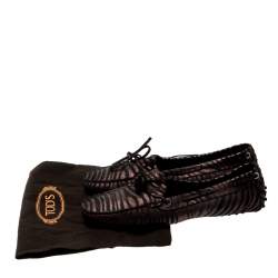 Pre Owned حذاء لوفرز تودز فيونكة جلد  طباعة حمار وحشي أسود/ برونزي ميتالك مقاس 40