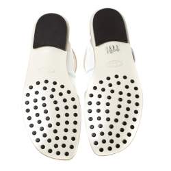 Pre Owned Tod's White Patent Leather Cross Strap Flat Sandals Size 37