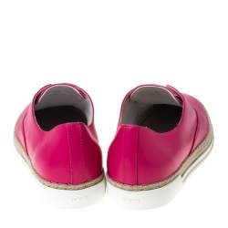 Pre Owned Tod's Fuchsia Pink Leather Francesina Espadrille Slip On Sneakers Size 37