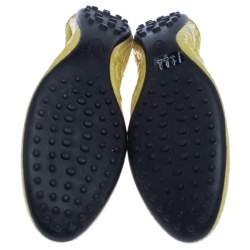 Pre Owned Tod's Yellow Python Leather Scrunch Ballet Flats Size 38.5
