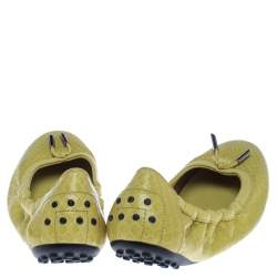 Pre Owned Tod's Yellow Python Leather Scrunch Ballet Flats Size 38.5