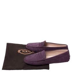 Pre Owned Tod’s Purple Suede Gommino Driving Loafers Size 38.5
