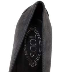 Pre Owned Tod's Grey Suede Leather Block Heel Pumps Size 40