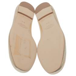 Pre Owned Tod's Metallic Gold Leather Studded Ballet Flats Size 37.5