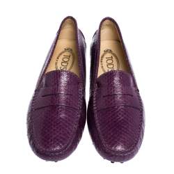 Pre Owned Tod's Purple Python Penny Loafers Size 39