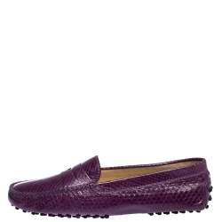 Pre Owned Tod's Purple Python Penny Loafers Size 39