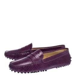 Pre Owned Tod's Purple Python Penny Loafers Size 39