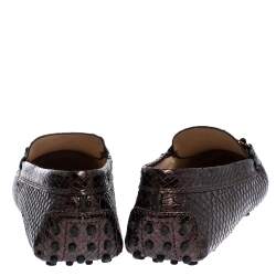 Pre Owned Tod's Metallic Brown Python Leather Double T Loafers Size 39