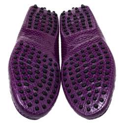 مملوكة مسبقًا حذاء لوفرز تودز مزين سير بيني جلد ثعبان بنفسجي مقاس 38.5