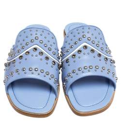 Pre Owned صندل سلايد تودز مرصع جلد أزرق مقاس 37.5