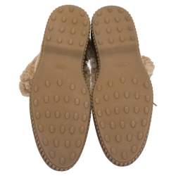 Pre Owned Tod's Beige Suede Leather And Shearling Fur Ankle Boots Size 38.5