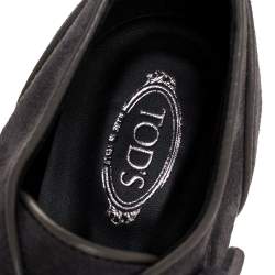Tod's Grey Suede Leather Platform Block Heel Ankle Booties Size 39