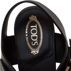 Pre Owned Tod's Black Leather Platform Ankle Strap Sandals Size 36.5