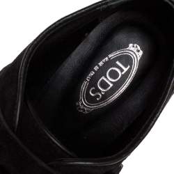 مملوكة مسبقًا Tod's Black Suede Leather Platform Ankle Booties Size 39