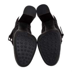 مملوكة مسبقًا Tod's Black Suede Leather Platform Ankle Booties Size 39