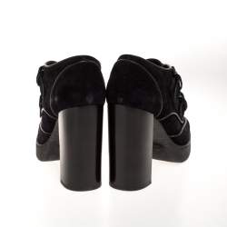 مملوكة مسبقًا Tod's Black Suede Leather Platform Ankle Booties Size 39
