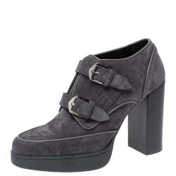 Tod's Grey Suede Leather Platform Ankle Booties Size 39