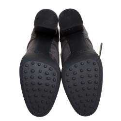 Pre Owned Tod's Grey Suede Leather Platform Buckle Detail Ankle Booties Size 38