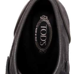 Pre Owned Tod's Grey Suede Leather Platform Buckle Detail Ankle Booties Size 38