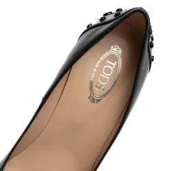 Pre Owned Tod's Black Leather Studded Pointed Toe Pumps Size 36.5