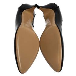 Pre Owned Tod's Black Leather Studded Pointed Toe Pumps Size 36.5