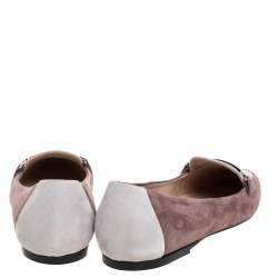 Pre Owned حذاء فلات باليه تودز جلد سويدي لونين مقاس 38.5