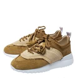 Pre Owned Tod's Tricolor Suede Leather Tassel Fringe Low Top Sneakers Size 39