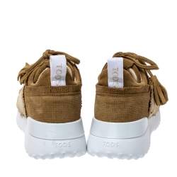 Pre Owned Tod's Tricolor Suede Leather Tassel Fringe Low Top Sneakers Size 39