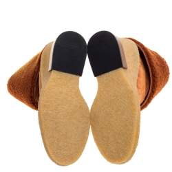 مملوكة مسبقًا Tod's Brown Shearling And Suede Leather Wedge Ankle Boots Size 37