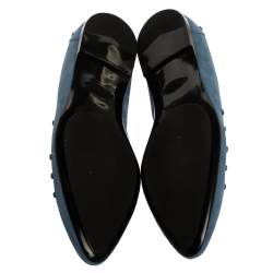 Pre Owned حذاء فلات باليه تودز مرصع جلد سويدي أزرق مقاس 37