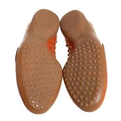 Pre Owned Tod's Leather Orange Velcro Strap Sneakers Size 40