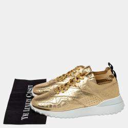 Pre Owned حذاء رياضي تودز جلد ذهبي ميتاليك نمط مثقب مقاس 38.5