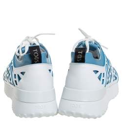 Pre Owned Tod's White/Blue Leather Low Top Sneakers Size 40.5