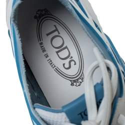 Pre Owned Tod's White/Blue Leather Low Top Sneakers Size 40.5