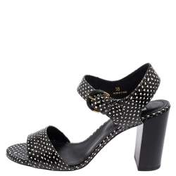 Tod's Black/White Python Embossed Leather Block Heel Ankle Strap Sandals Size 38