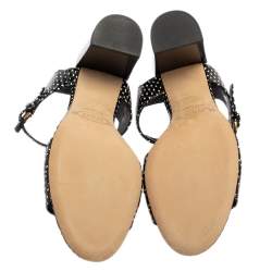 Tod's Black/White Python Embossed Leather Block Heel Ankle Strap Sandals Size 38